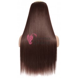 Extensie de par cu 5 Clips On delux dubla dreapta de 60 cm,  CH0HT6A Castaniu Inchis